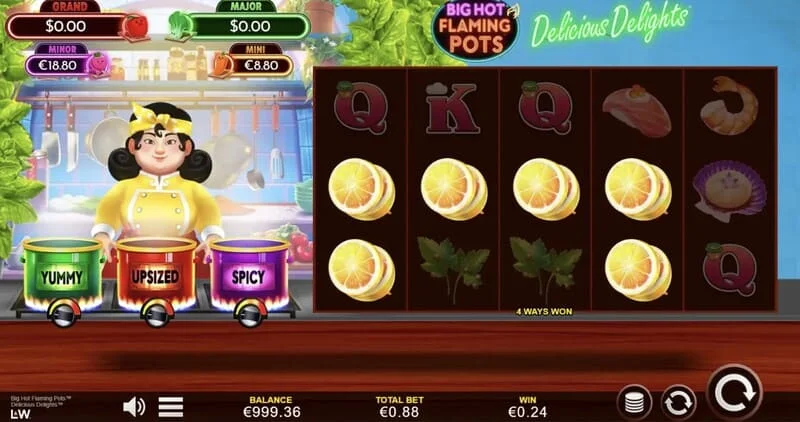 Big Hot Flaming Pots Delicious Delights – печеливша комбинация в основната игра